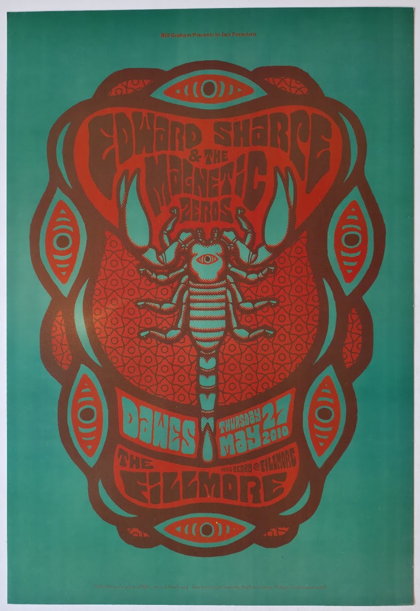 F1061 Edward Sharpe & The Magnetic Zeros, Dawes, The Fillmore by Matt Leunig - May 27, 2010 - San Francisco, Fillmore Gig Print