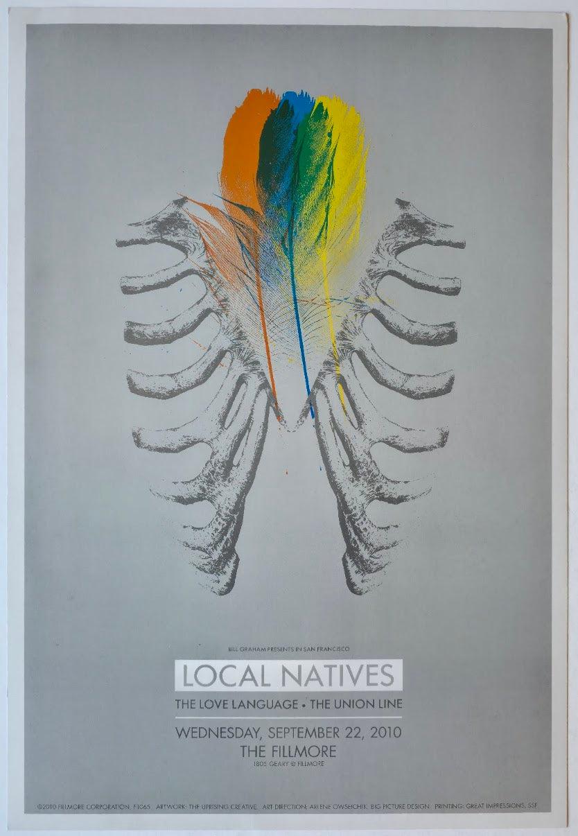 F1065 Local Natives, The Love Language, The Union Line, The Fillmore by The Uprising Creative - September 22, 2010 - San Francisco, Fillmore Gig Print