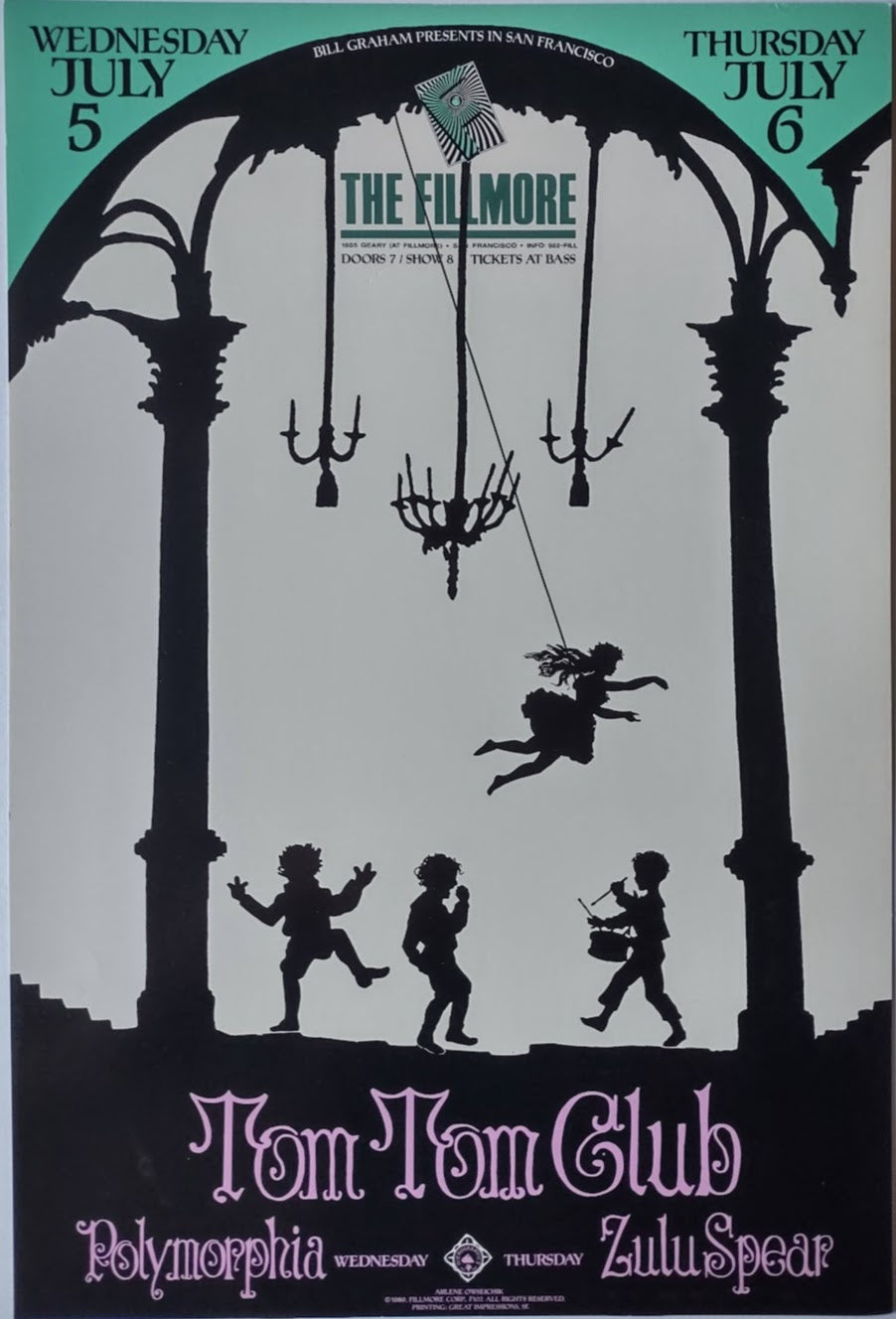 F107 Tom Tom Club, The Fillmore by Arlene Owseichik - July 5-6, 1989 - San Francisco, Fillmore Gig Print