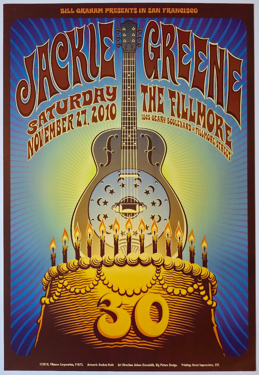 F1073 Jackie Greene, The Fillmore by Reuben Rude - November 27, 2010 - San Francisco, Fillmore Gig Print