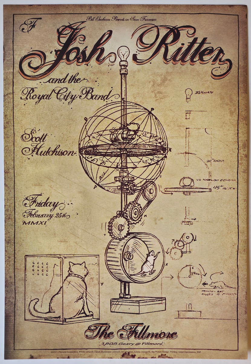 F1090 Josh Ritter & The Royal City Band, The Fillmore by Derek Studebaker Johnson - February 25, 2011 - San Francisco, Fillmore Gig Print