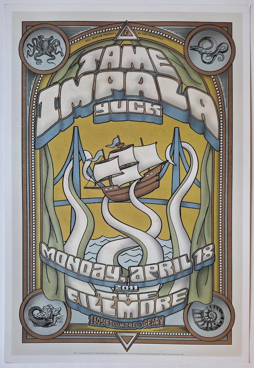 F1099 Tame Impala, Yuck, The Fillmore by Derek Studebaker Johnson - April 18, 2011 - San Francisco, Fillmore Gig Print