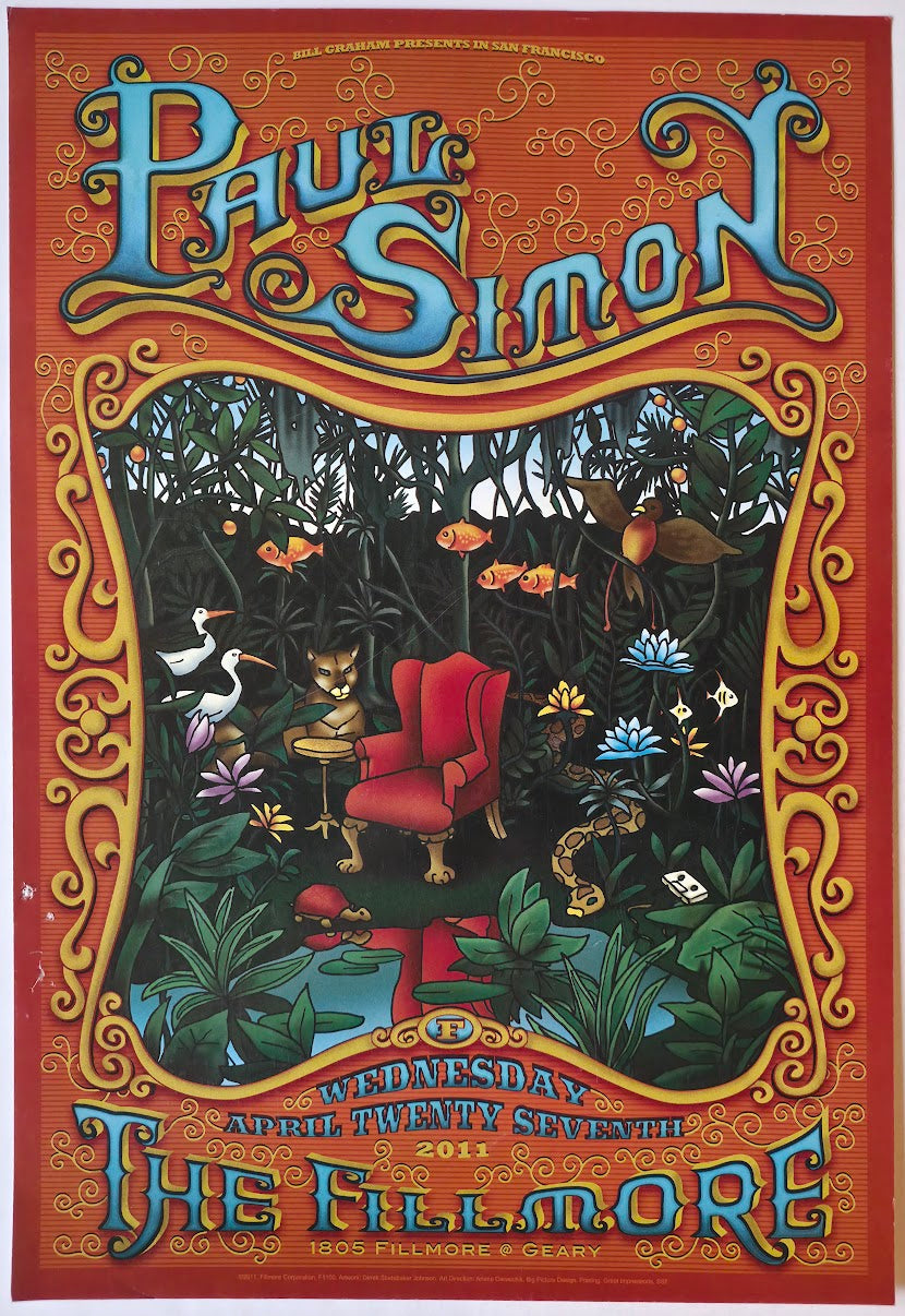 F1100 Paul Simon, The Fillmore by Derek Studebaker Johnson - April 27, 2011 - San Francisco, Fillmore Gig Print