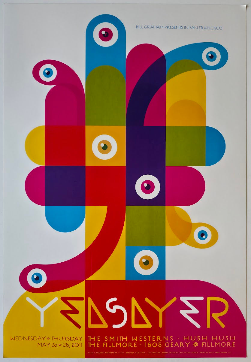 F1107 Yeasayer, The Smith Westerns, Hush Hush, The Fillmore by Dan Stiles - May 25-26, 2011 - San Francisco, Fillmore Gig Print