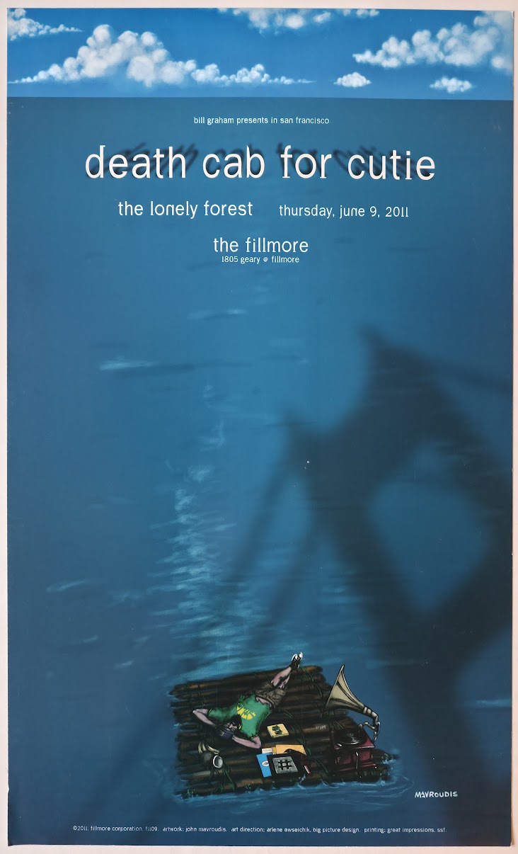 F1109 Death Cab For Cutie, The Lonely Forest, The Fillmore by John Mavroudis - June 9, 2011 - San Francisco, Fillmore Gig Print