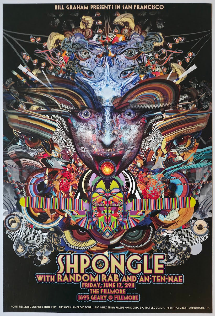 F1110 Shpongle, Randon Rab, An-Ten-Nae, The Fillmore by Android Jones - June 17, 2011 - San Francisco, Fillmore Gig Print