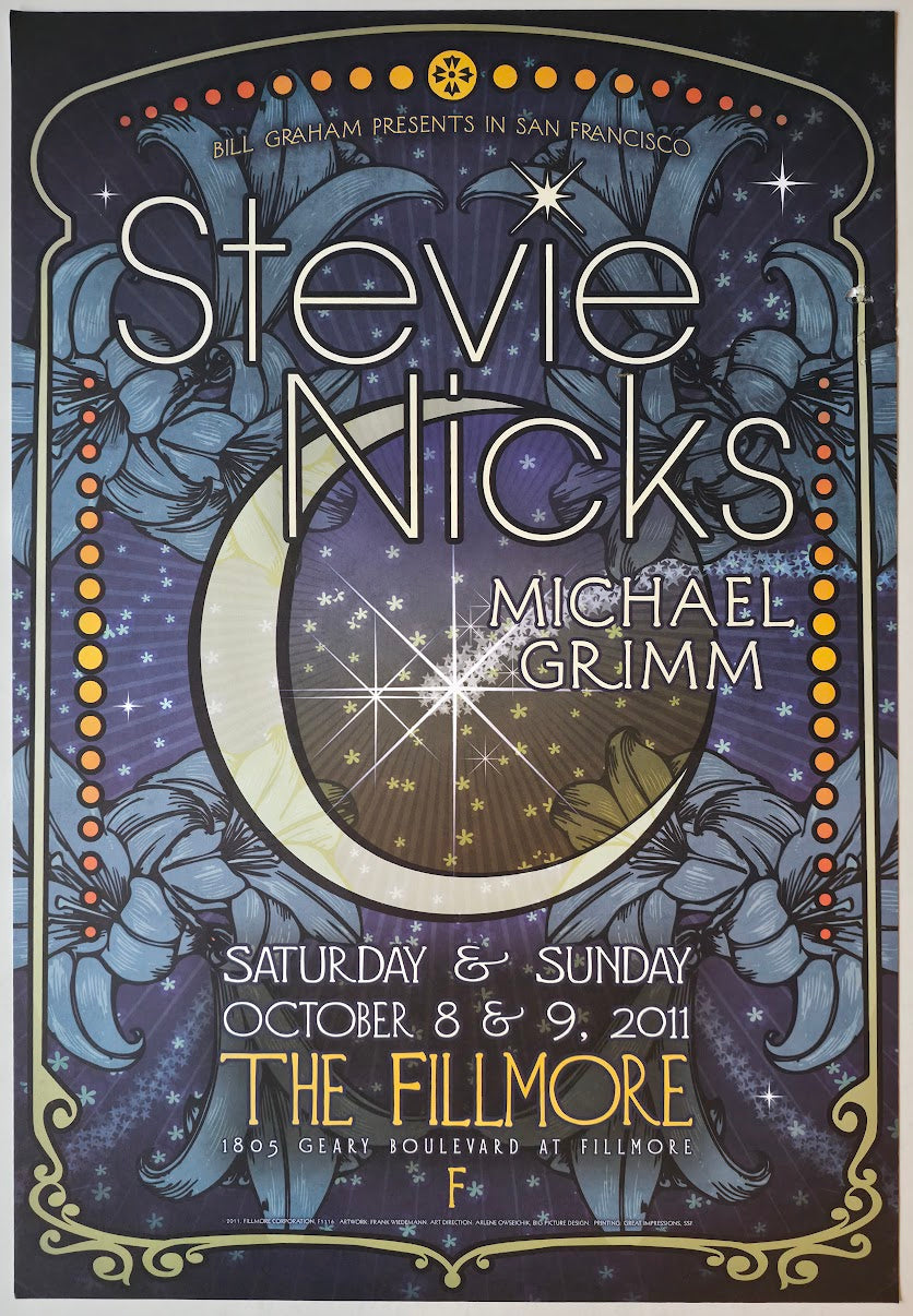 F1116 Stevie Nicks, Michael Grimm, The Fillmore by Frank Wiedemann - October 8-9, 2011 - San Francisco, Fillmore Gig Print