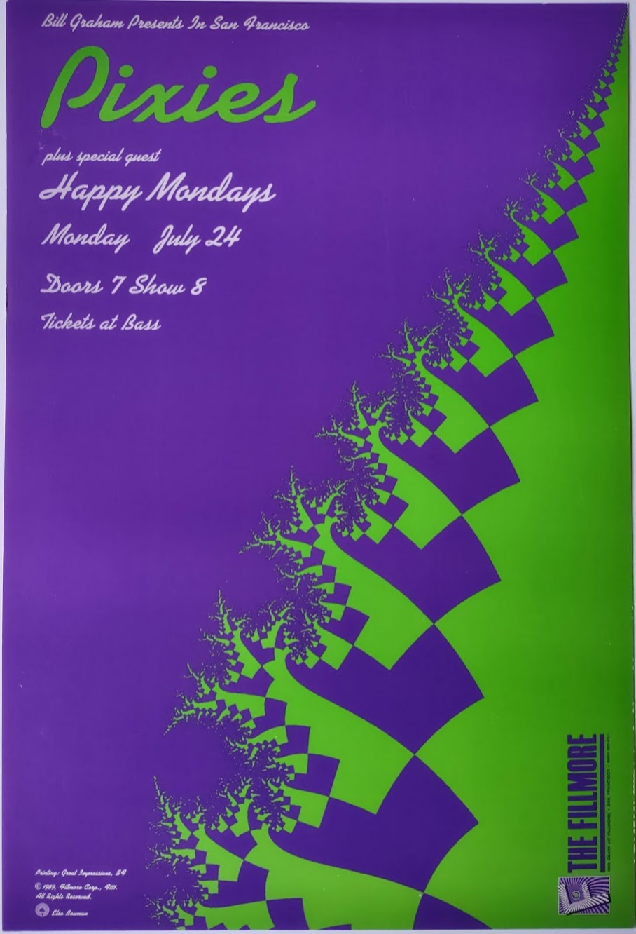 F111 The Pixies, The Fillmore by Elsa Bouman - 7/24/1989 - San Francisco, Fillmore Gig Print