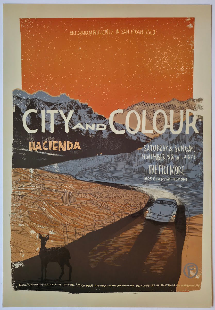 F1125 City And Colour, Hacienda, The Fillmore by Jessica Deahl - November 5-6, 2011 - San Francisco, Fillmore Gig Print