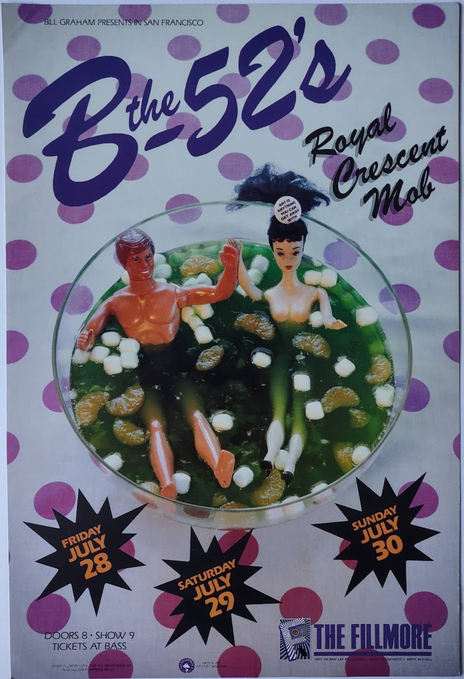 F112 The B-52s, The Fillmore by Arlene Owseichik - July 28-30, 1989 - Fillmore Gig Print