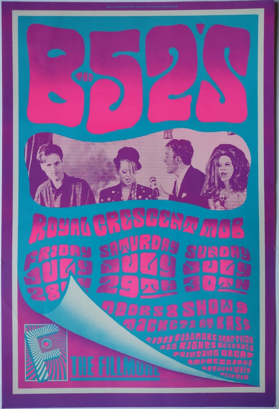 F112A The B-52s, The Fillmore by Whit Clifton - July 28-30, 1989 - San Francisco, Fillmore Gig Print