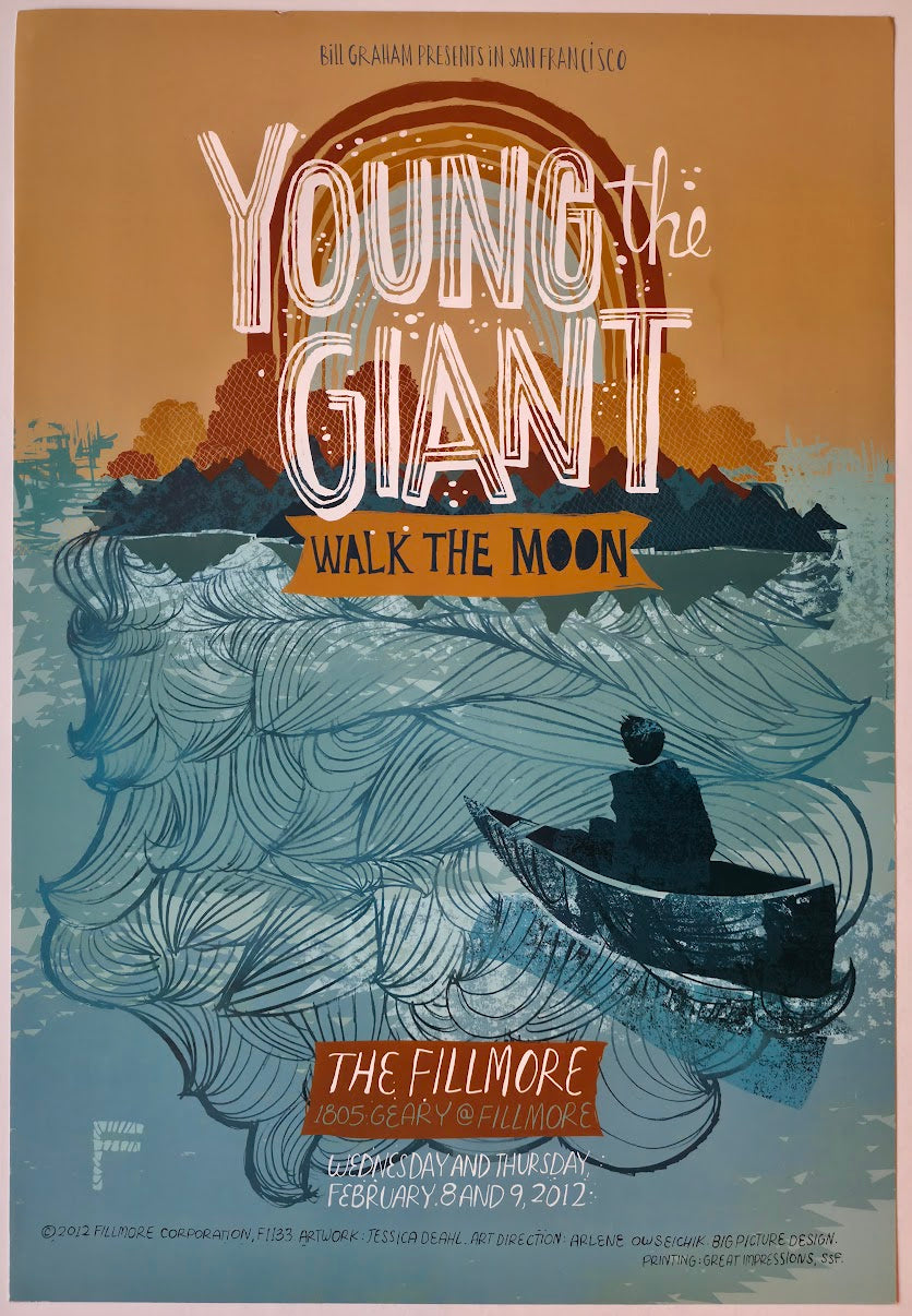 F1133 Young The Giant, Walk The Moon, The Fillmore by Jessica Deahl - February 8-9, 2012 - San Francisco, Fillmore Gig Print