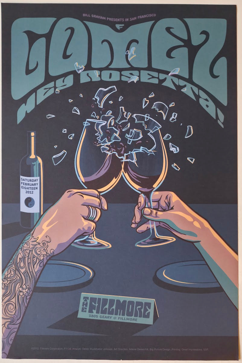 F1134 Gomez, Hey Rosetta!, The Fillmore by Derek Studebaker Johnson - February 18, 2012 - San Francisco, Fillmore Gig Print