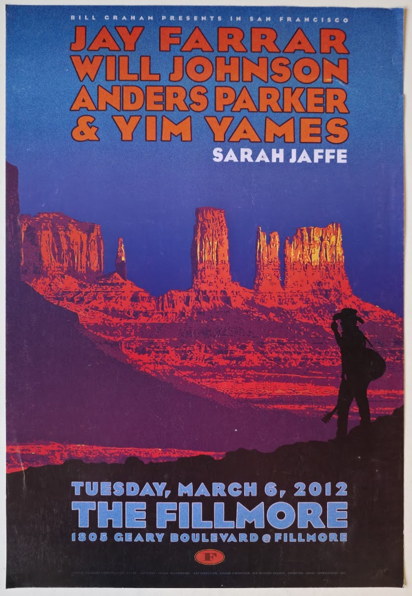 F1139 Jay Farrar, Will Johnson, Anderson Parker, Yim Yames, The Fillmore by Frank Wiedemann - March 6, 2012 - San Francisco, Fillmore Gig Print