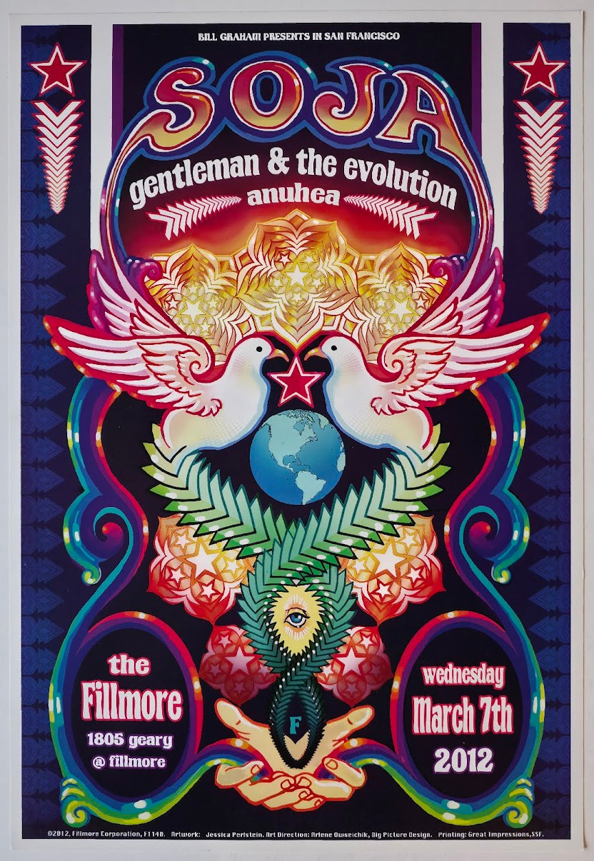 F1140 SOJA, Gentleman & The Revolution, Anuhea, The Fillmore by Jessica Peterstein - March 7, 2012 - San Francisco, Fillmore Gig Print