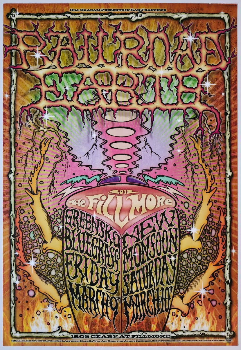 F1142 Railroad Earth, Greensky Bluegrass, New Monsoon, The Fillmore by Mark DeVito - March 9-10, 2012 - San Francisco, Fillmore Gig Print