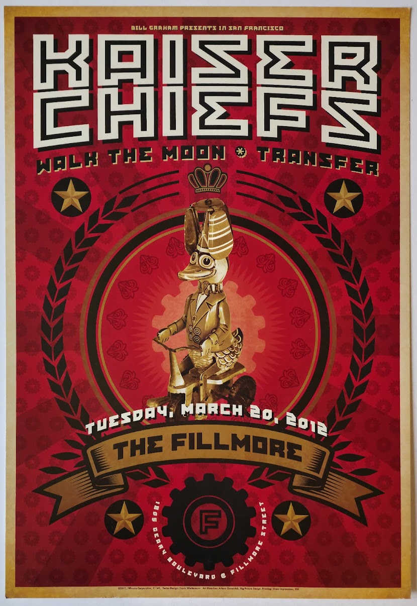 F1145 Kaiser Chiefs, Walk The Moon, Transfer, The Fillmore by Frank Wiedemann - March 20, 2012 - San Francisco, Fillmore Gig Print