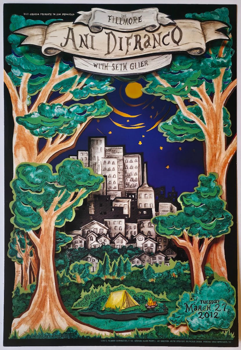 F1150 Ani DiFranco, Seth Glier, The Fillmore by Elaine Penwell - March 27, 2012 - San Francisco, Fillmore Gig Print