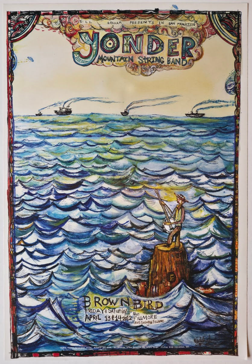 F1154 Yonder Mountain String Band, Brown Bird, The Fillmore by Joel Elrod - April 13-14, 2012 - San Francisco, Fillmore Gig Print