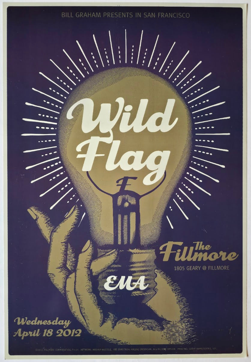 F1157 Wild Flag, Ema, The Fillmore by Mishka Westell - April 18, 2012 - San Francisco, Fillmore Gig Print