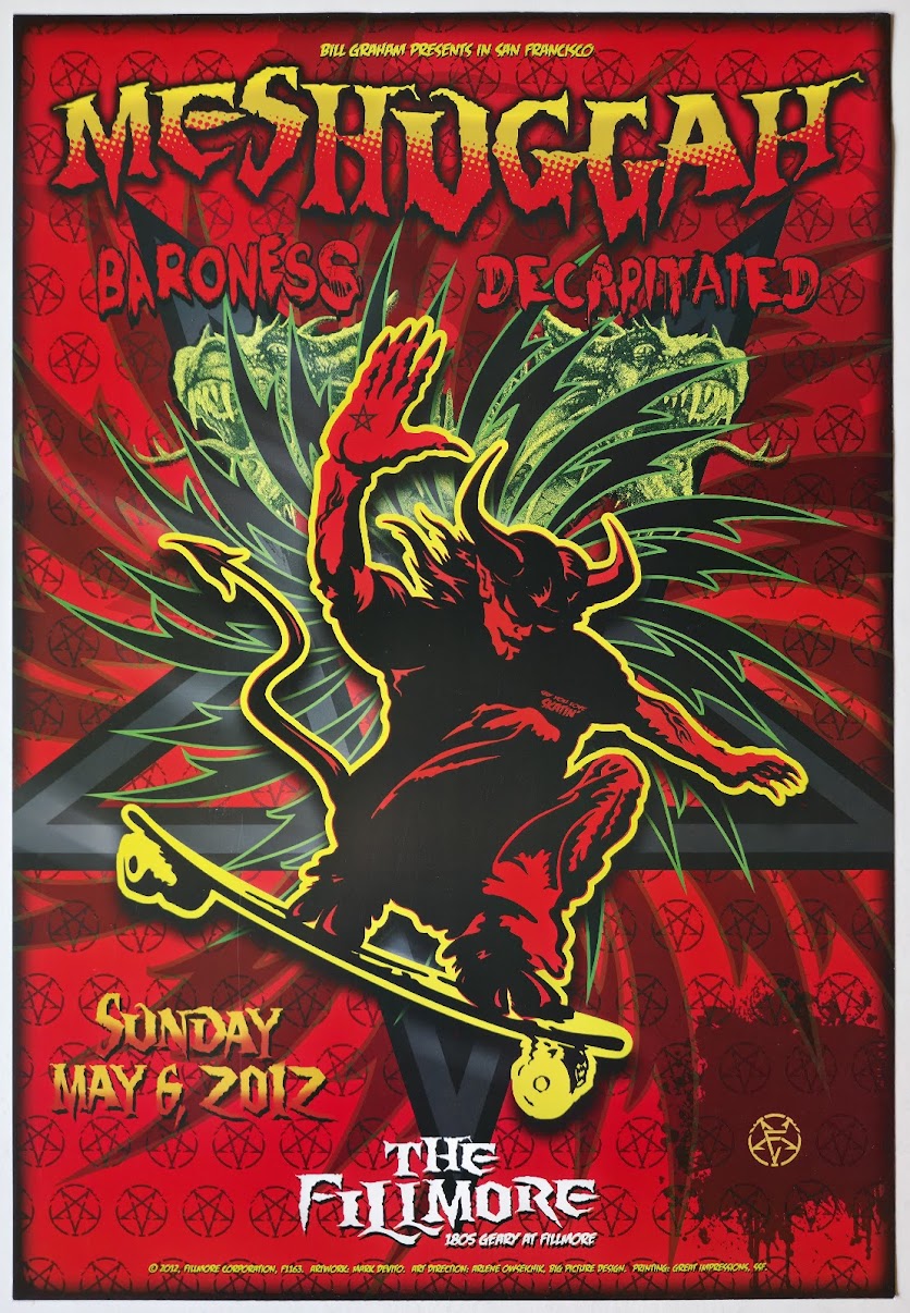 F1163 Meshuggah, Baroness Decapitated, The Fillmore by Mark DeVito - May 6, 2012 - San Francisco, Fillmore Gig Print