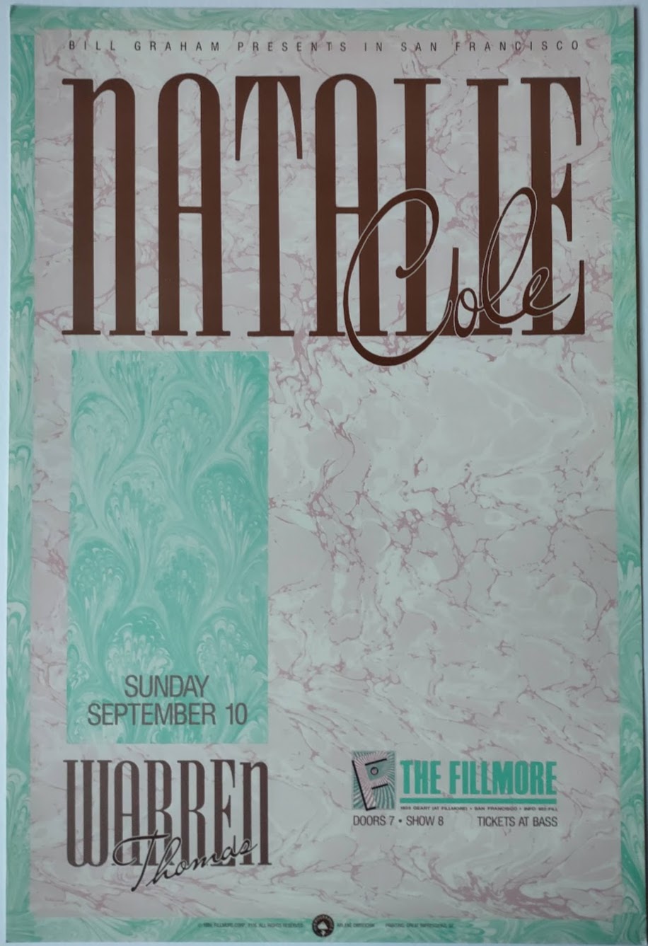 F116 Natalie Cole, The Fillmore by Arlene Owseichik - September 10, 1989 - San Francisco, Fillmore Gig Print