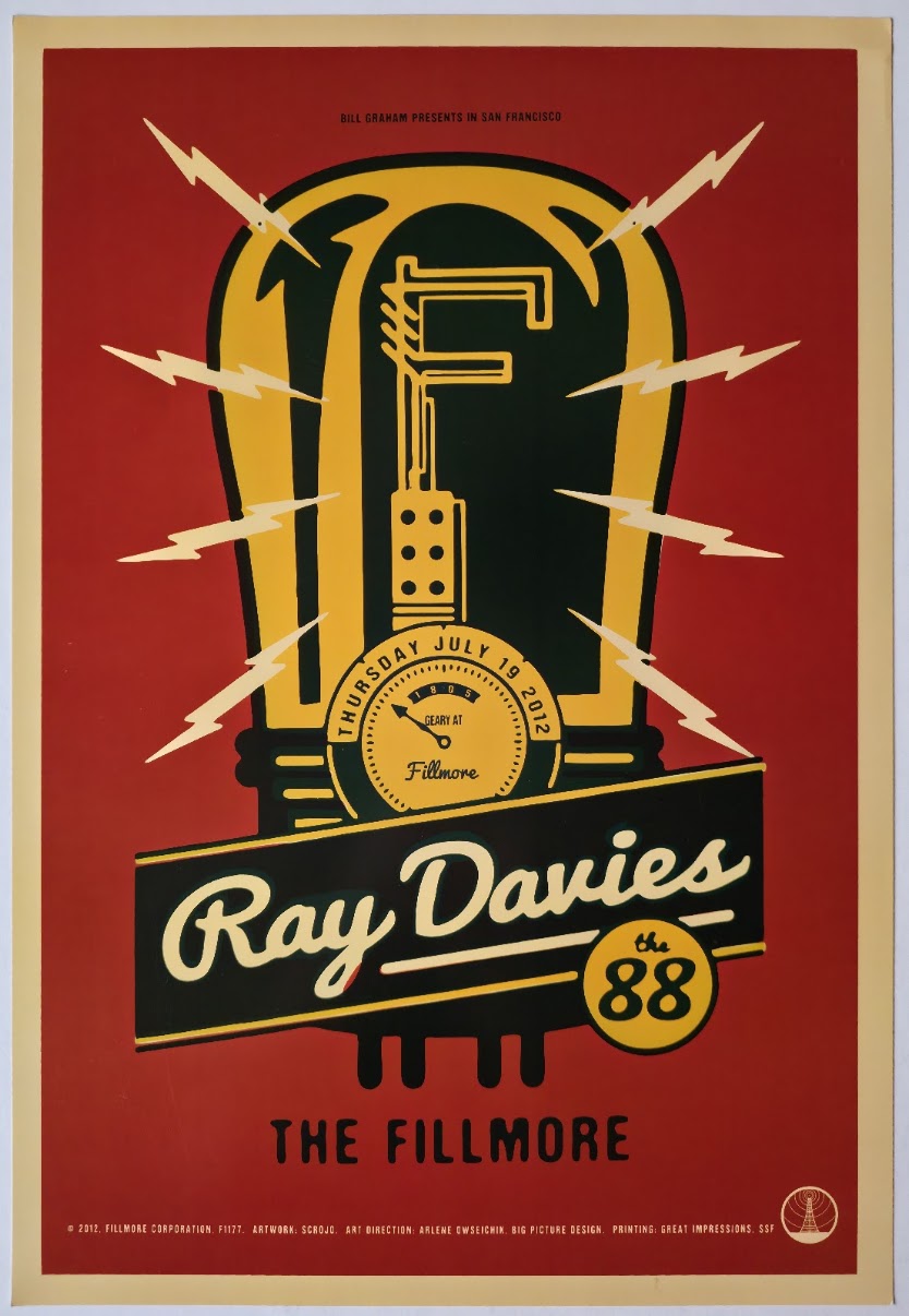 F1177 Ray Davies, The 88, The Fillmore by Scrojo - July 19, 2012 - San Francisco, Fillmore Gig Print