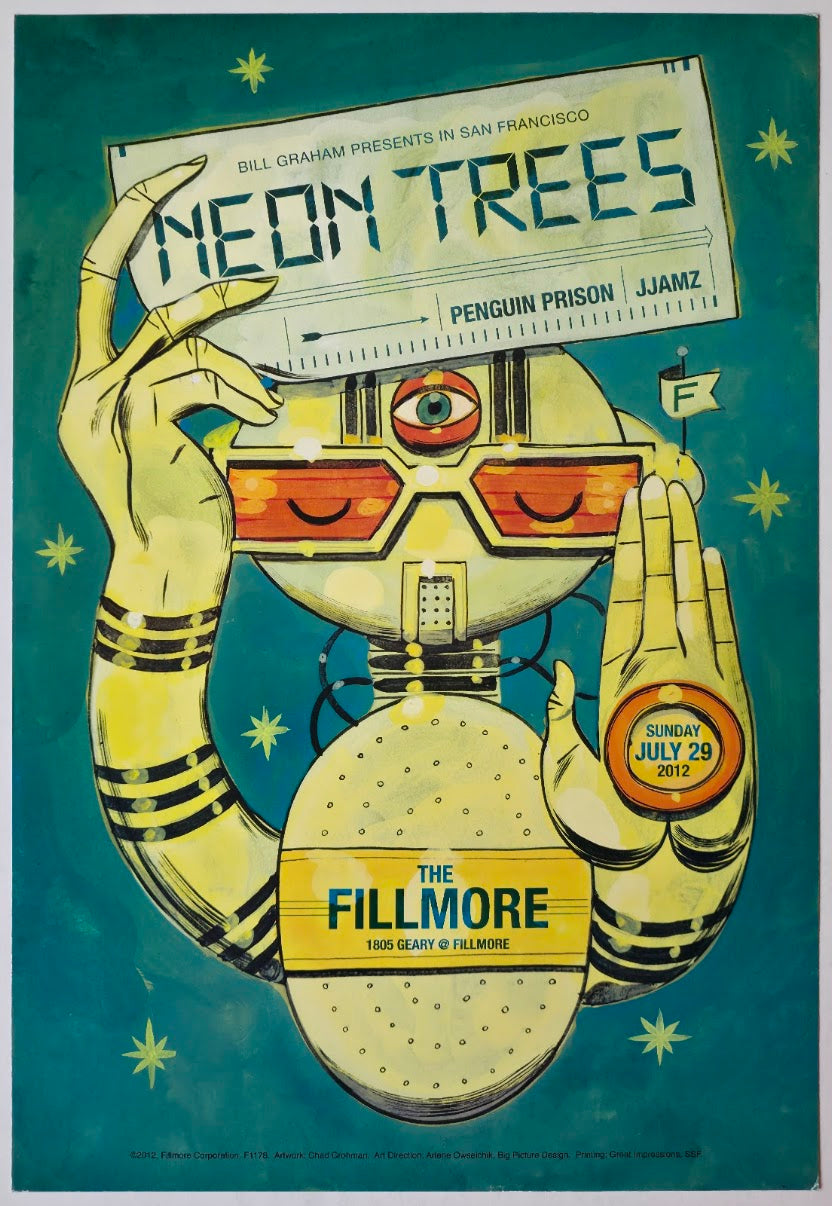F1178 Neon Trees, Penguin Prison, Jjamz, The Fillmore by Chad Grohman - July 29, 2012 - San Francisco, Fillmore Gig Print