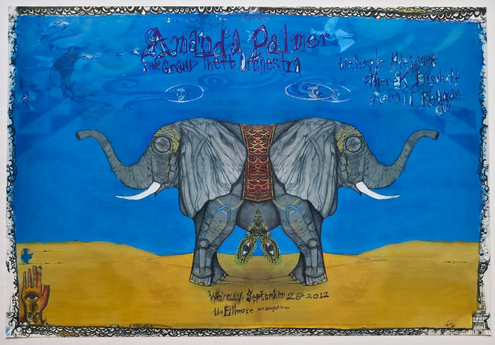 F1180 Amanda Palmer& The Grand Theft Orchestra, The Fillmore by Joel Elrod - September 26, 2012 - San Francisco, Fillmore Gig Print