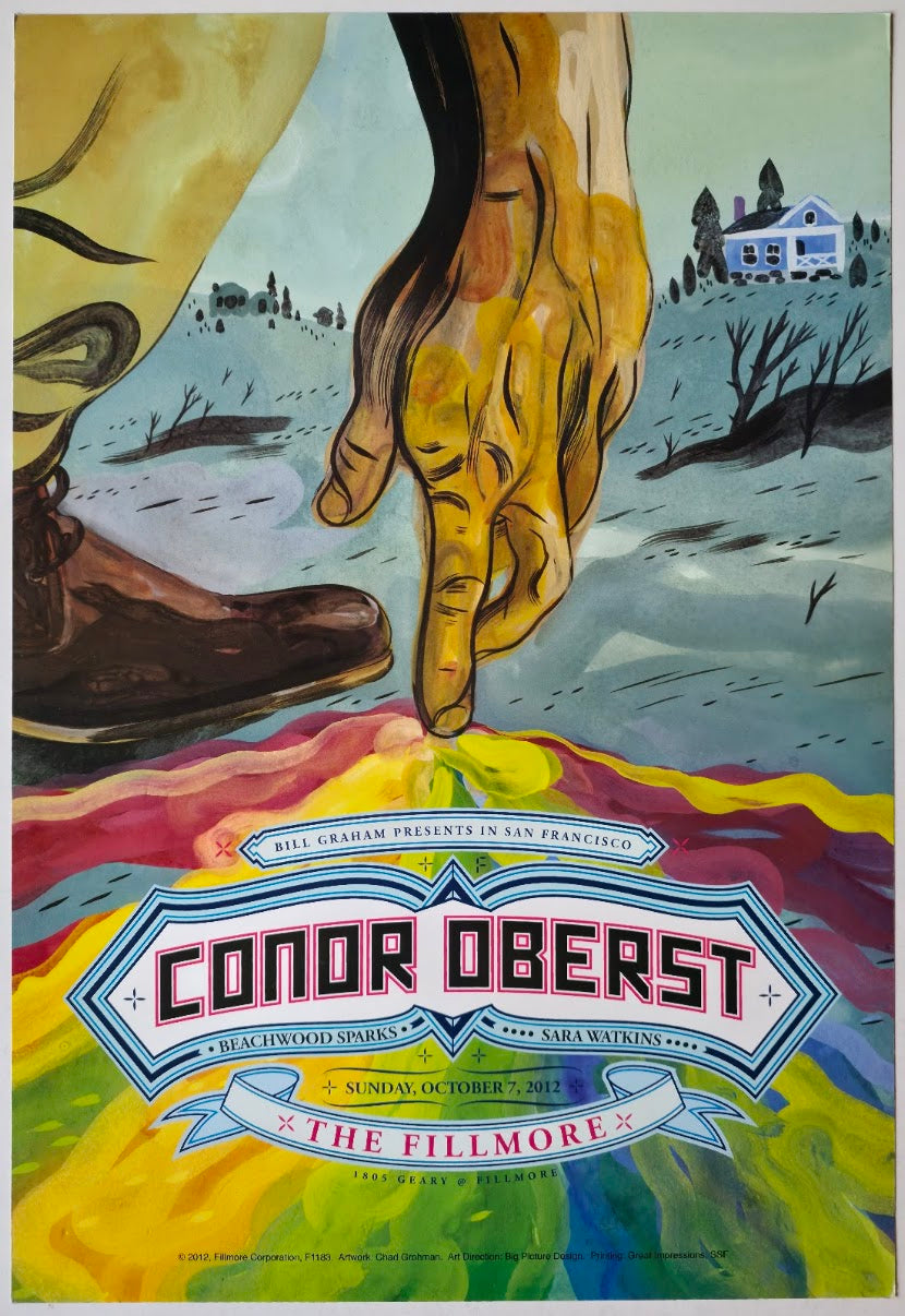 F1183 Conor Oberst, Beachwood Sparks, Sara Watkins, The Fillmore by Chad Grohman - October 7, 2012 - San Francisco, Fillmore Gig Print