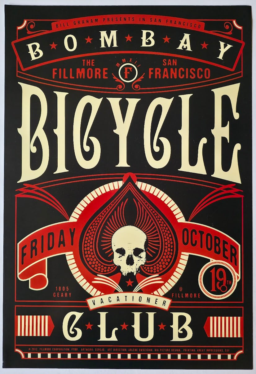 F1186 Bombay Bicycle Club, Vacationer, The Fillmore by Scrojo - October 19, 2012 - San Francisco, Fillmore Gig Print