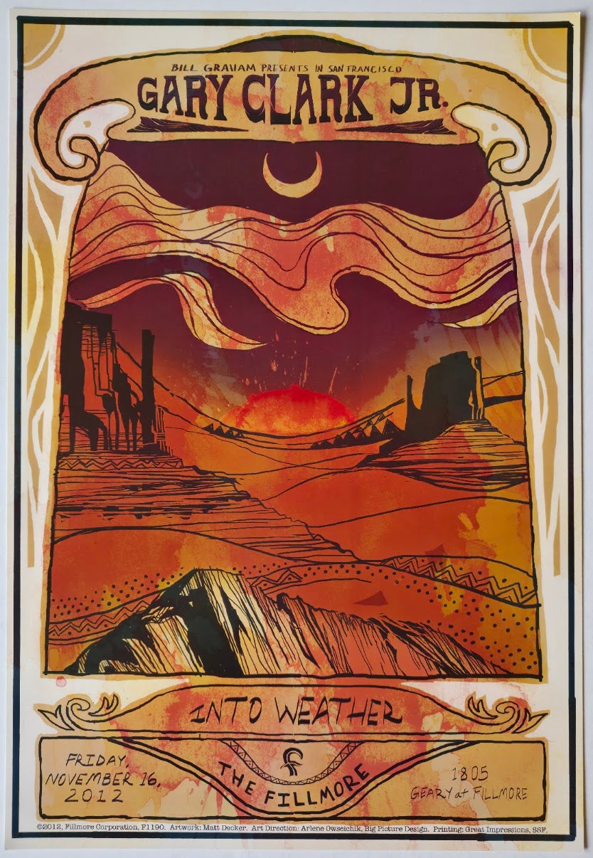 F1190 Gary Clark Jr, Into Weather, The Fillmore by Matt Decker - November 16, 2012 - San Francisco, Fillmore Gig Print