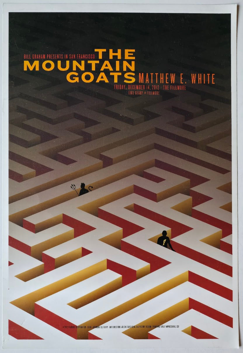 F1194 The Mountain Goats, Matthew E. White, The Fillmore by Lil Tuffy - December 14, 2012 - San Francisco, Fillmore Gig Print