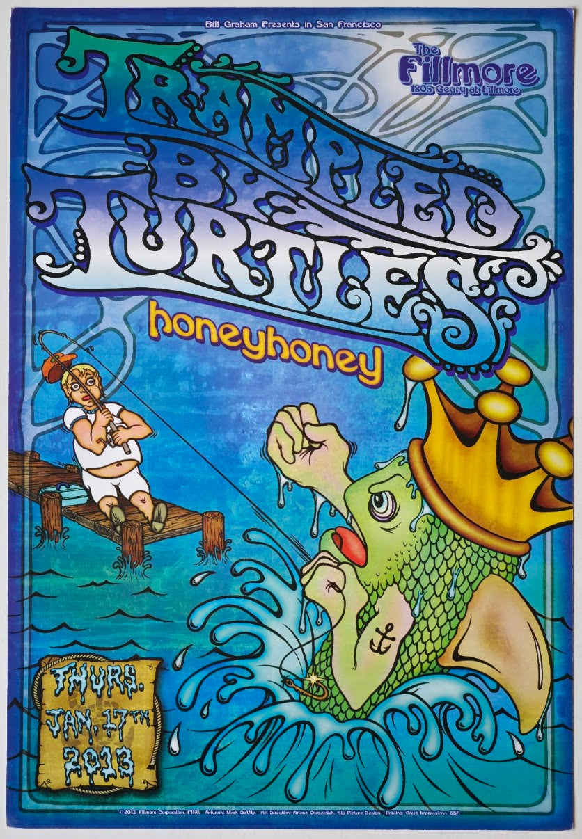 F1196 Trampled By Turtles, Honey Honey, The Fillmore by Mark DeVito - January 17, 2013 - San Francisco, Fillmore Gig Print