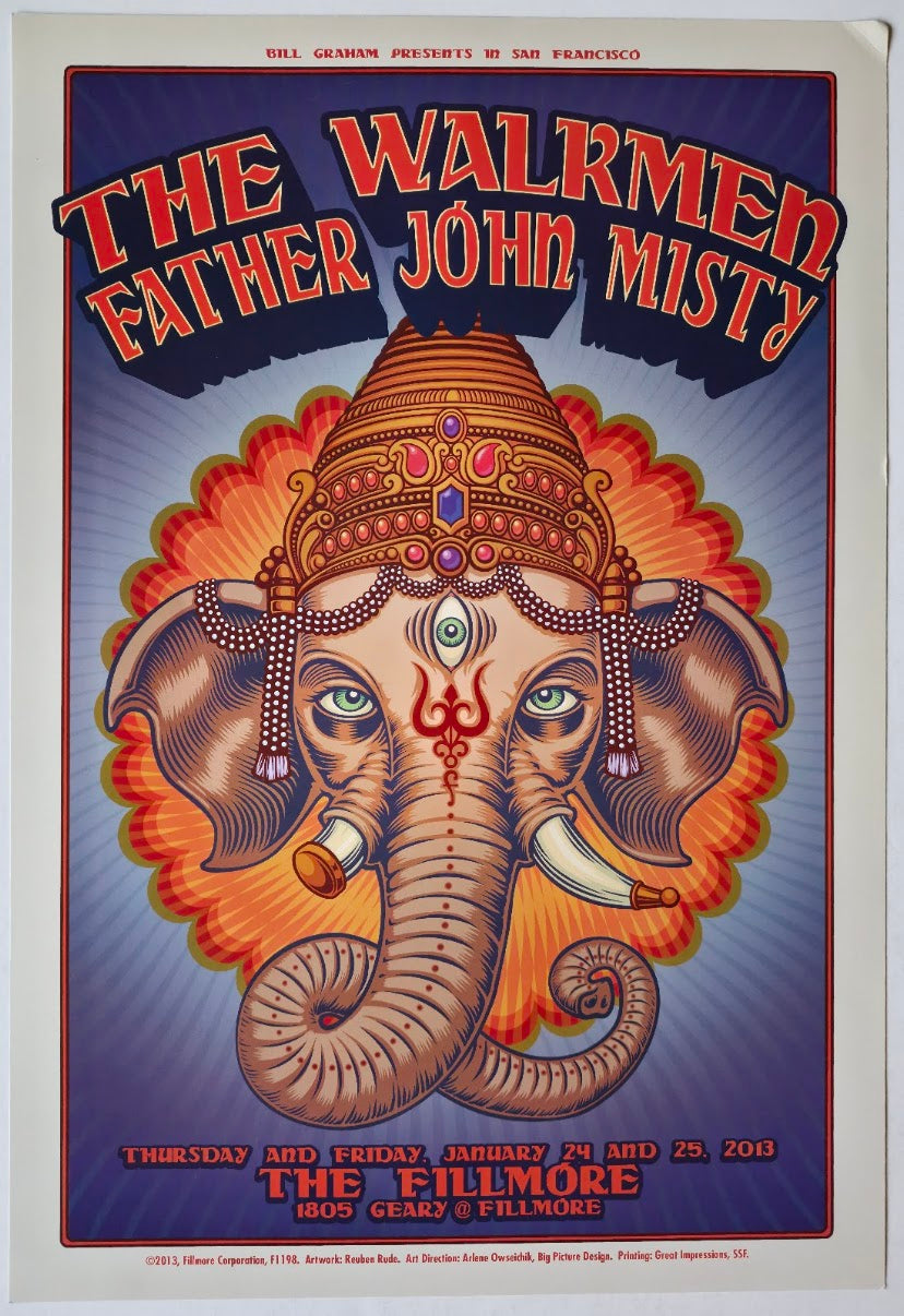 F1198 The Walkmen, Father John Misty, The Fillmore by Reuben Rude - January 24-25, 2013 - San Francisco, Fillmore Gig Print