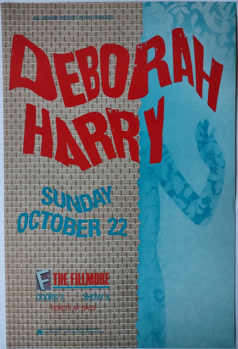 F119 Deborah Harry, The Fillmore by Elsa Bouman - Oct 22, 1989 - San Francisco, Fillmore Gig Print