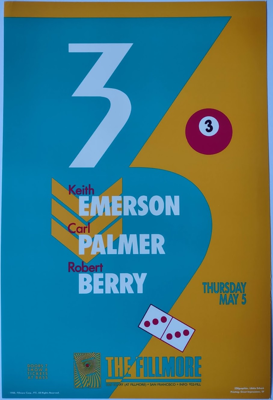 F11 Emerson Palmer Berry, The Fillmore by Libbie Shock - May 5, 1988 - San Francisco, Fillmore Gig Print