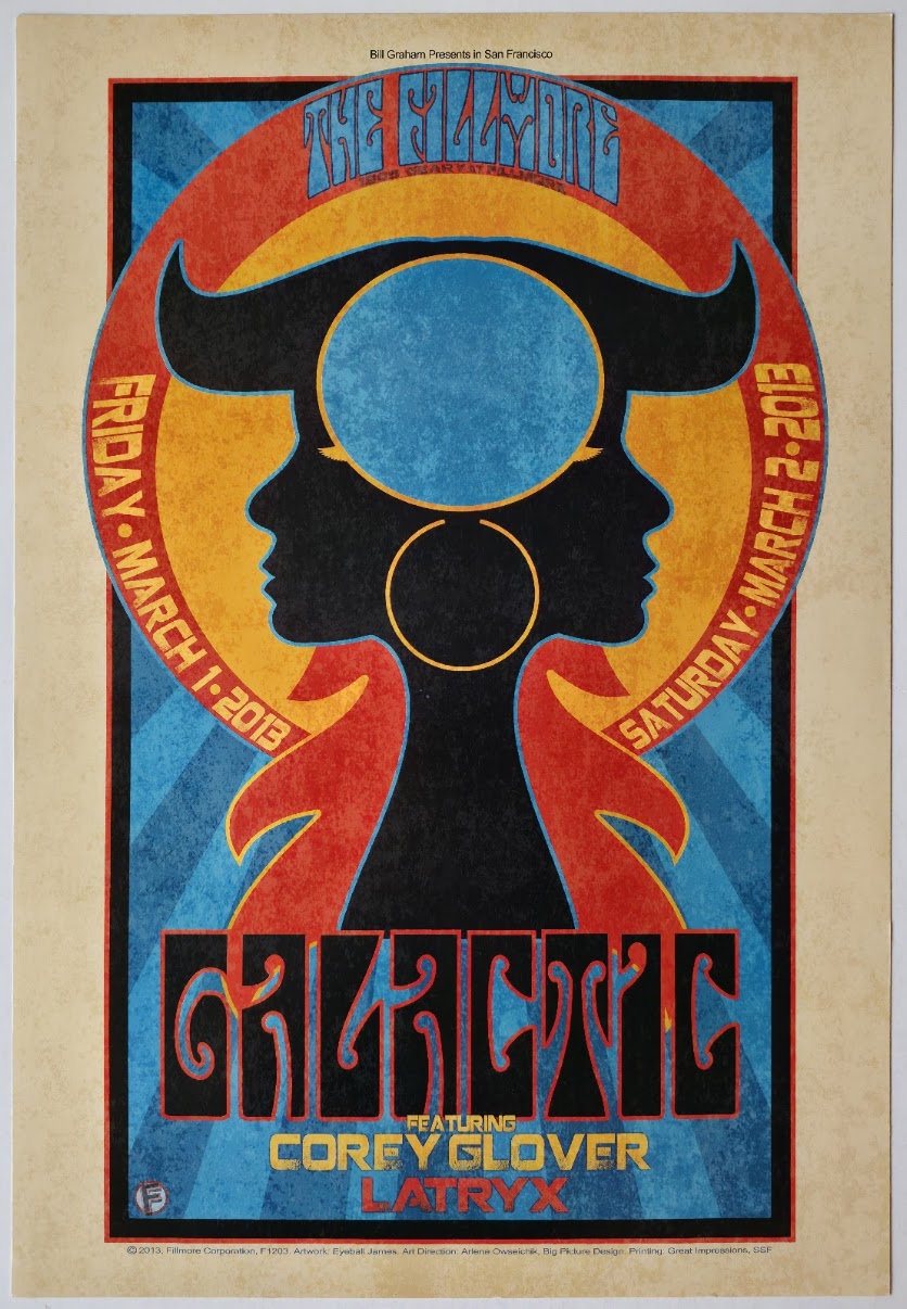 F1203 Galactic, Corey Glover, Latryx, The Fillmore by Eyeball James - March 1, 2013 - San Francisco, Fillmore Gig Print