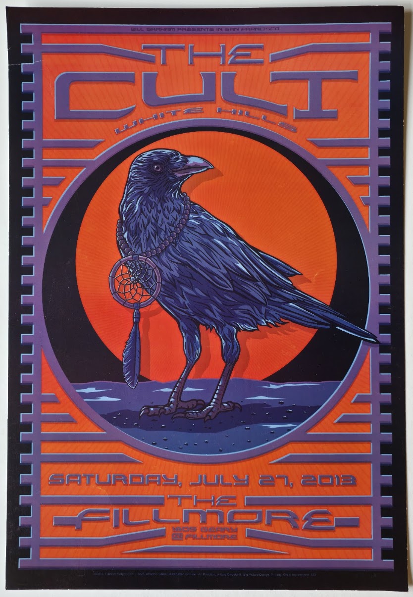 F1226 The Cult, White Hills, The Fillmore by Derek Studebaker Johnson - July 27, 2013 - San Francisco, Fillmore Gig Print
