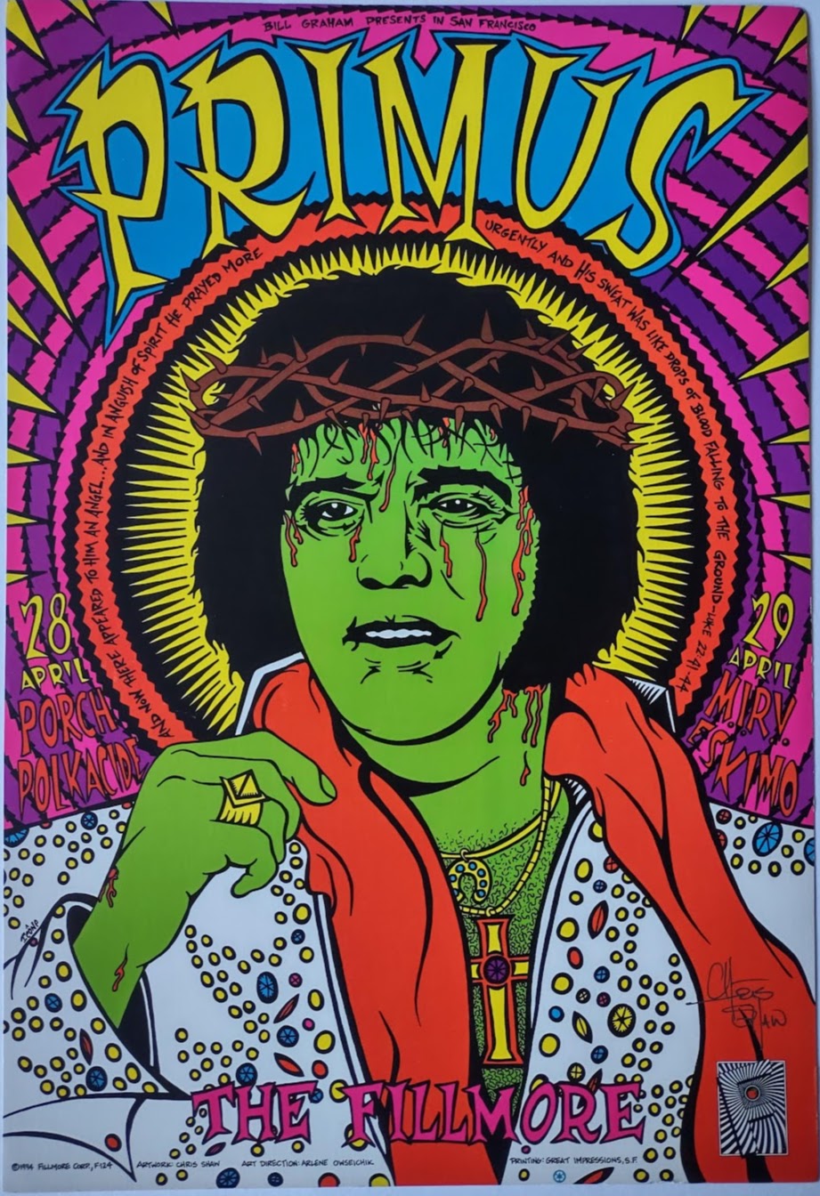 F124 Primus, The Fillmore, Signed by Chris Shaw by Chris Shaw - April 29, 1994 - San Francisco, Fillmore Gig Print