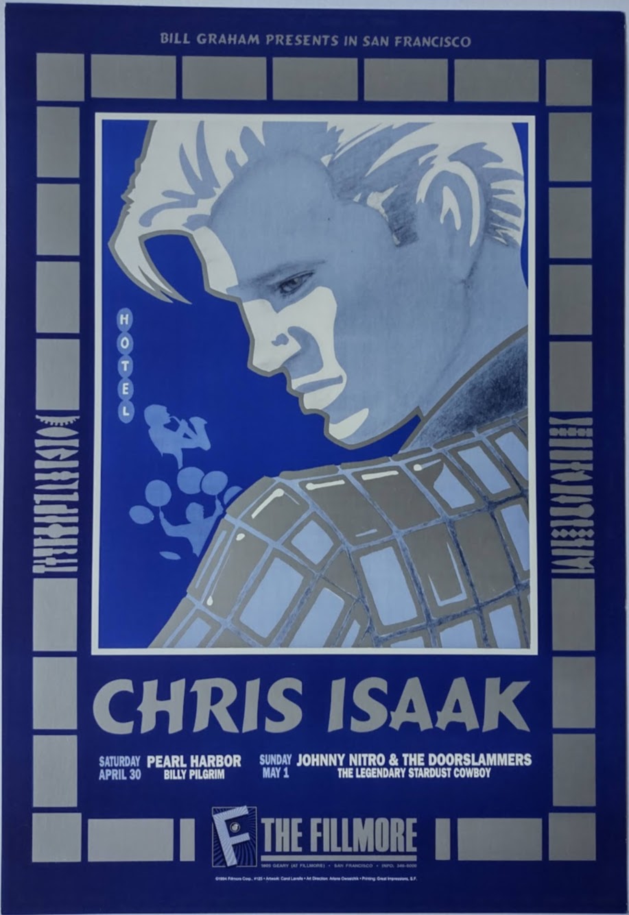 F125 Chris Issak, The Fillmore by Carol Lavelle - April 30, 1994 - San Francisco, Fillmore Gig Print