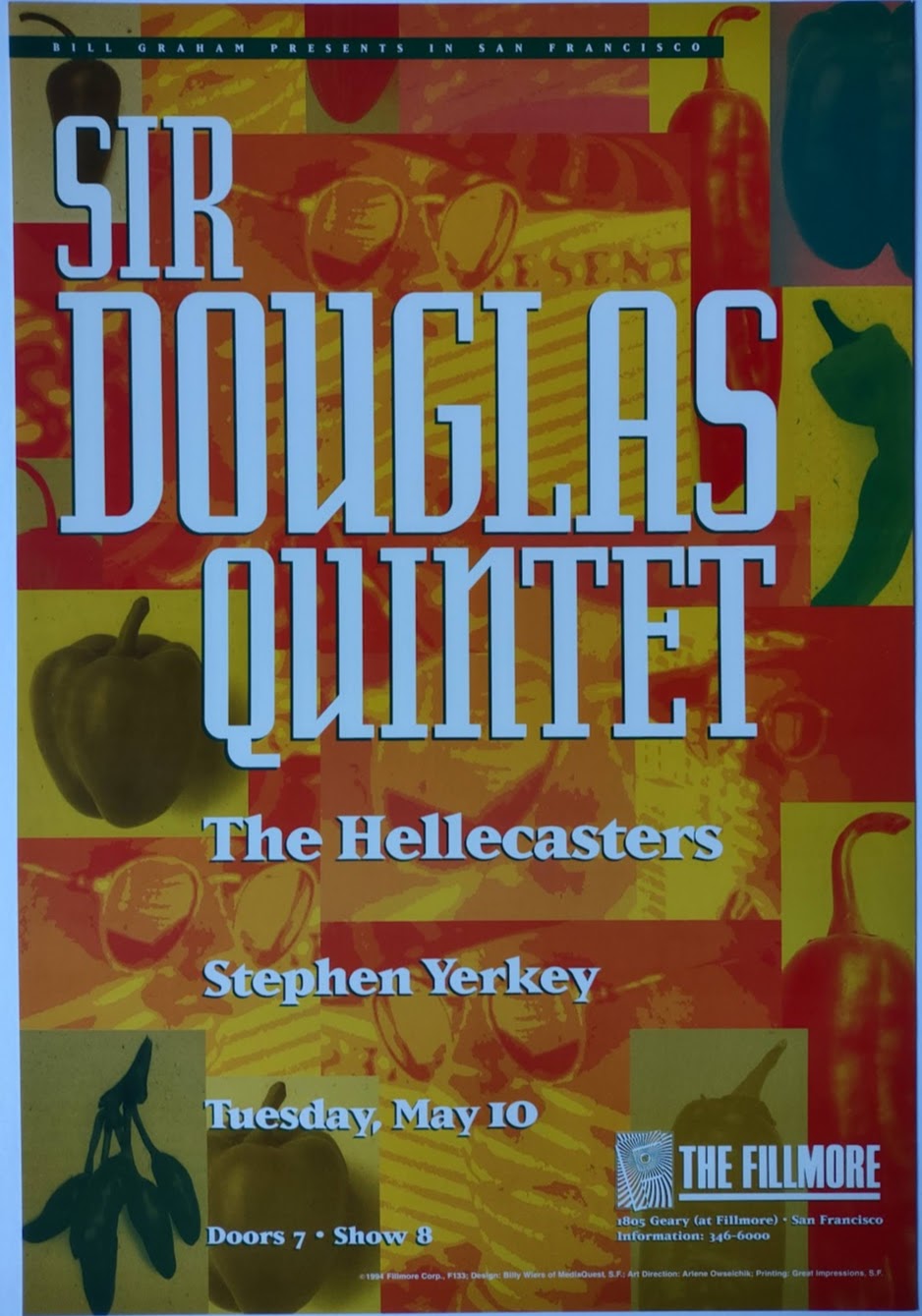 F133 Sir Douglas Quintet, The Fillmore by Billy Wiers - May 10, 1994 - San Francisco, Fillmore Gig Print