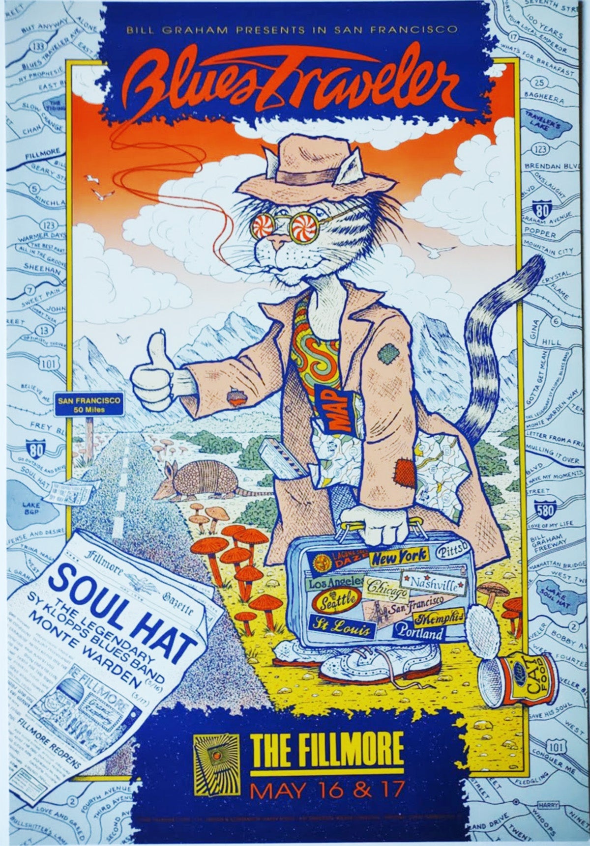 F139 Blues Traveler, The Fillmore by Harry Rossit - May 16-17, 1994 - San Francisco, Fillmore Gig Print