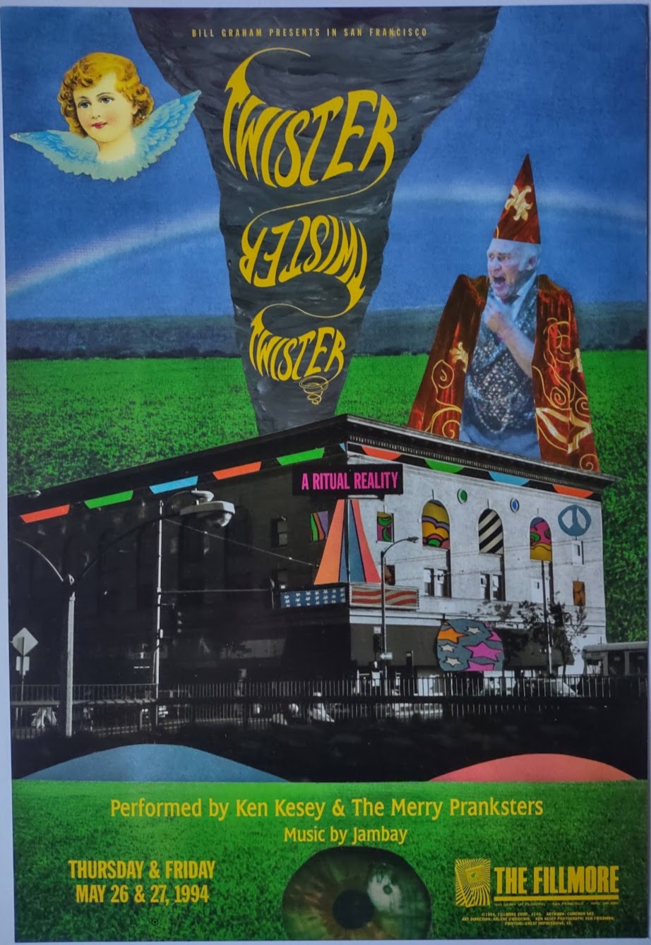 F140 Twister, Ken Kesey & the Merry Pranksters, The Fillmore by Cameron Sky - My 26-27, 1994 - San Francisco, Fillmore Gig Print