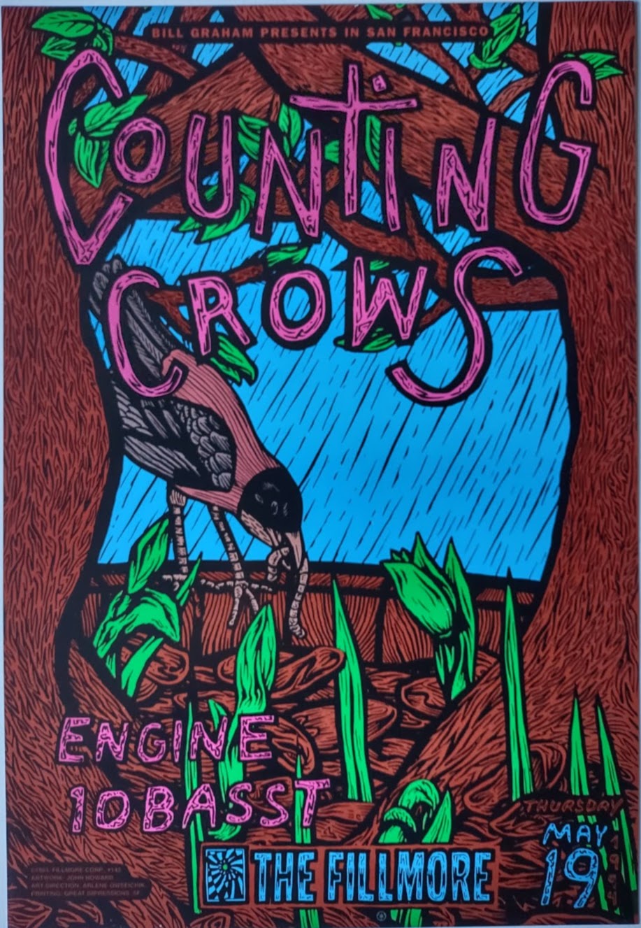 F142 Counting Crows, The Fillmore by John Howard - May 19, 1994 - San Francisco, Fillmore Gig Print