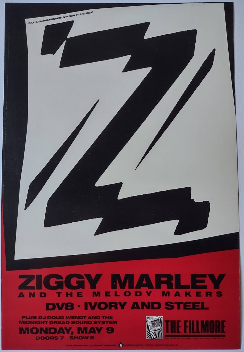 F14 Ziggy Marley, The Fillmore by Arlene Owseichik - May 9, 1988 - San Francisco, Fillmore Gig Print