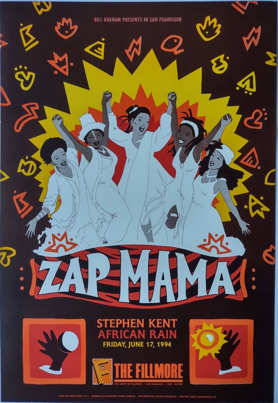 F151 Zap Mama, The Fillmore by Carol Lavelle - Jun 17 1994 - San Francisco, Fillmore Gig Print