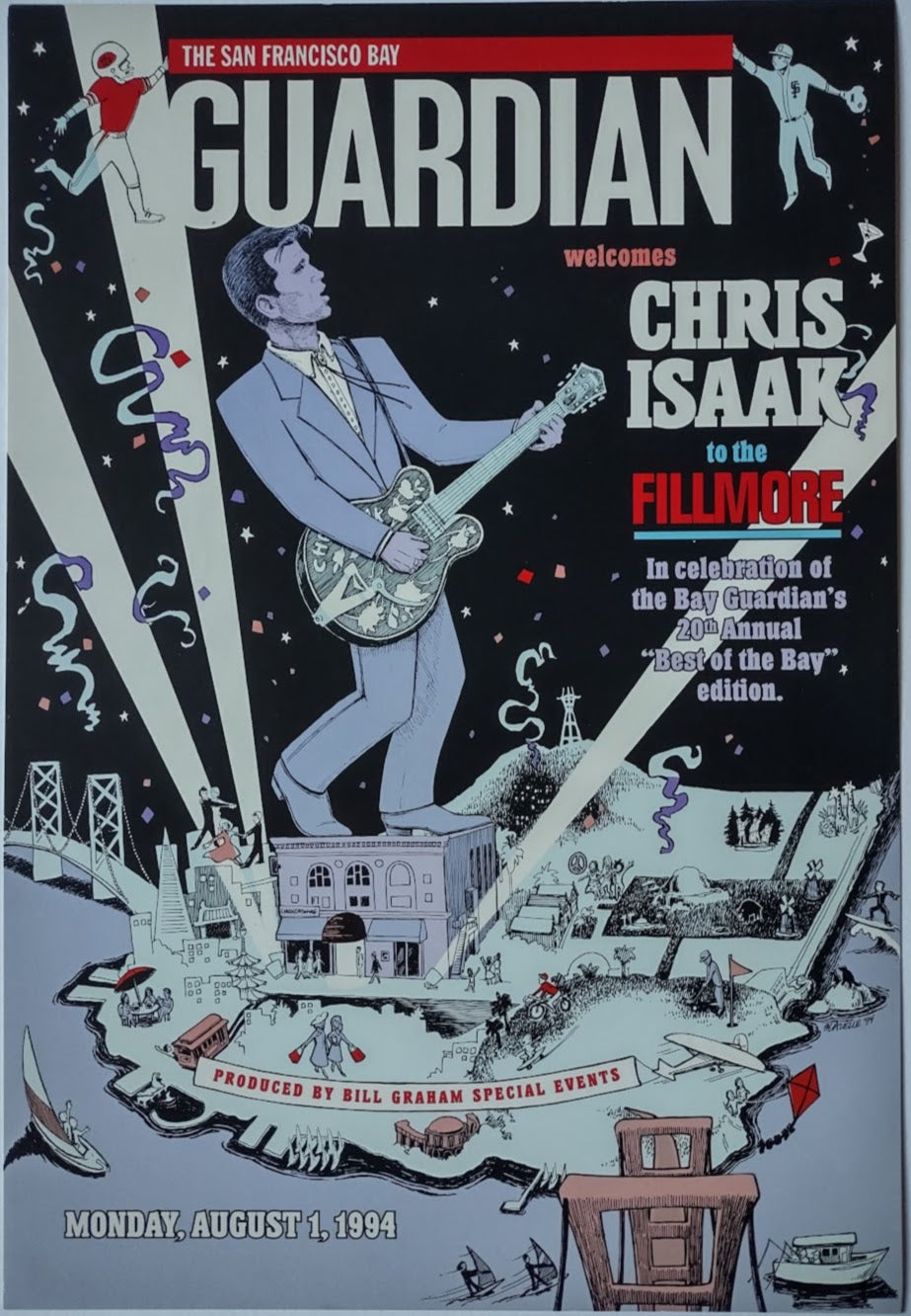 F155 Chris Isaak, The Fillmore by Lavelle - Aug 1, 1994 - San Francisco, Fillmore Gig Print