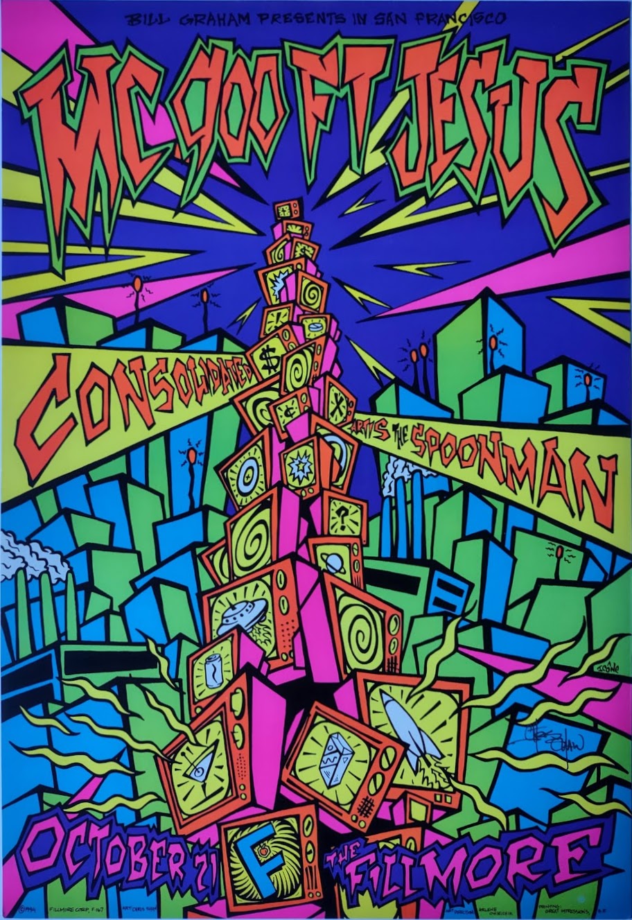 F167 MC 900 Ft Jesus, The Fillmore, Signed by Chris Shaw by Chris Shaw - October 21, 1994 - San Francisco, Fillmore Gig Print