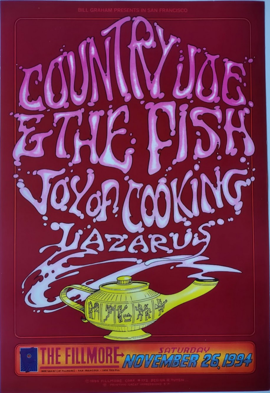 F172 Country Joe & the Fish, The Fillmore by Randy Tuten - Nov 26, 1994 - San Francisco, Fillmore Gig Print